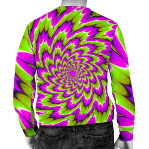 Green Explosion Moving Optical Illusion Men's Crewneck Sweatshirt GearFrost