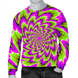 Green Explosion Moving Optical Illusion Men's Crewneck Sweatshirt GearFrost