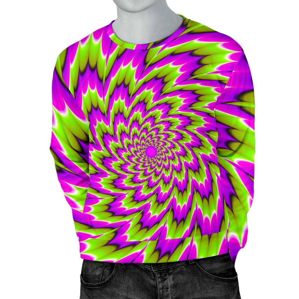 Green Explosion Moving Optical Illusion Men's Crewneck Sweatshirt GearFrost