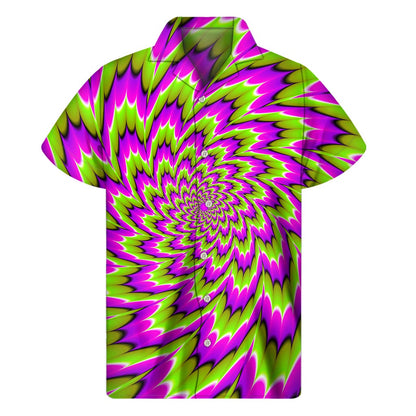 Green Explosion Moving Optical Illusion Men's Short Sleeve Shirt