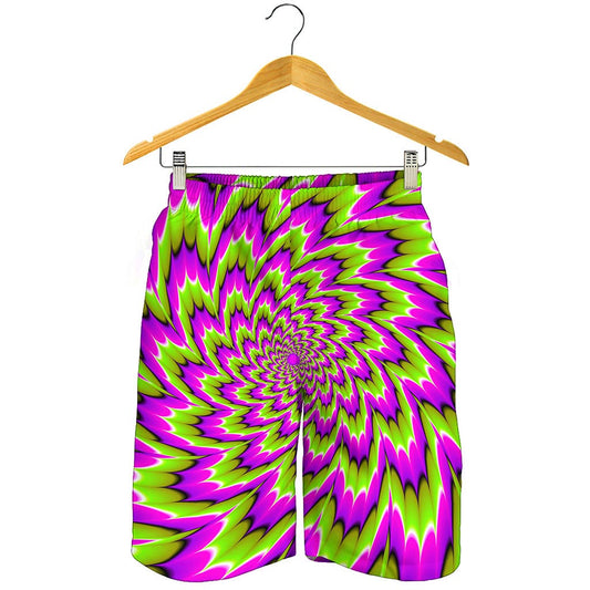 Green Explosion Moving Optical Illusion Men's Shorts