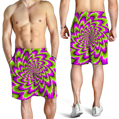 Green Explosion Moving Optical Illusion Men's Shorts