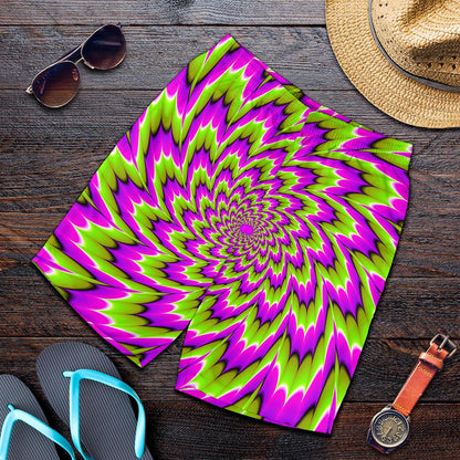 Green Explosion Moving Optical Illusion Men's Shorts