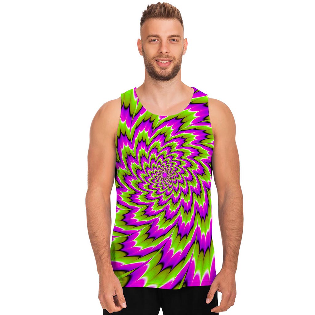 Green Explosion Moving Optical Illusion Men's Tank Top