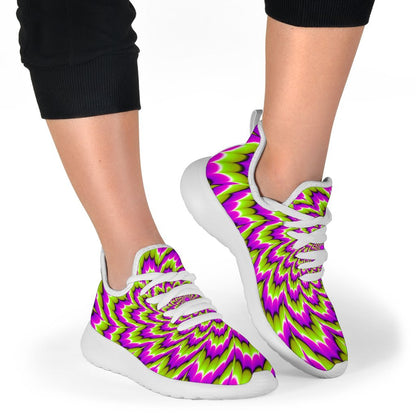 Green Explosion Moving Optical Illusion Mesh Knit Shoes GearFrost