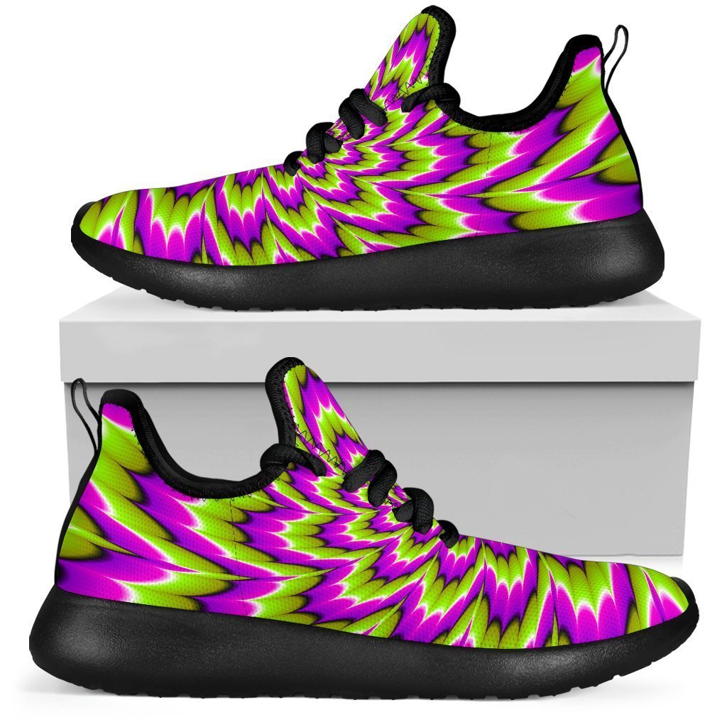Green Explosion Moving Optical Illusion Mesh Knit Shoes GearFrost
