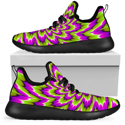Green Explosion Moving Optical Illusion Mesh Knit Shoes GearFrost