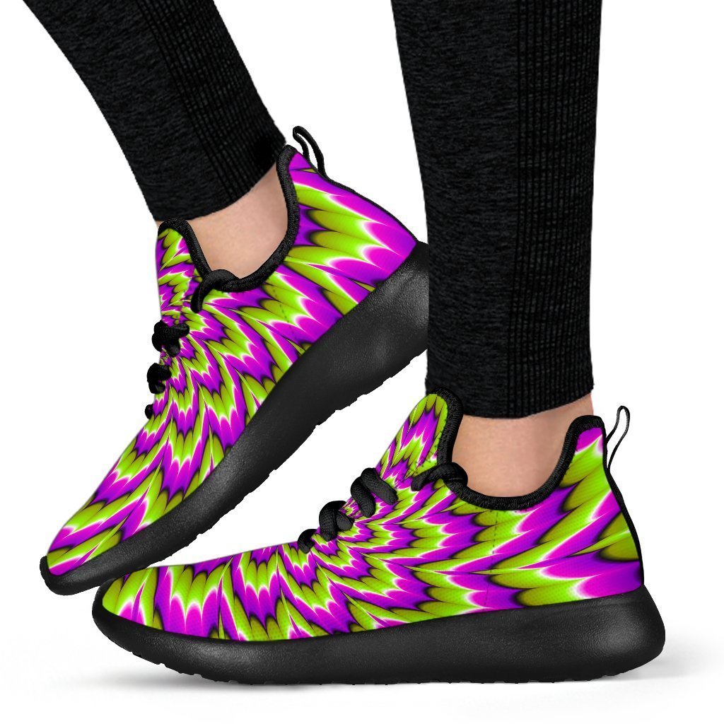 Green Explosion Moving Optical Illusion Mesh Knit Shoes GearFrost