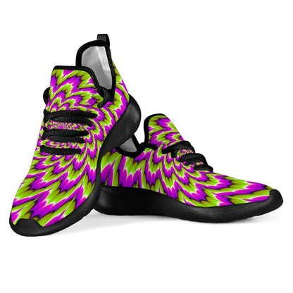 Green Explosion Moving Optical Illusion Mesh Knit Shoes GearFrost