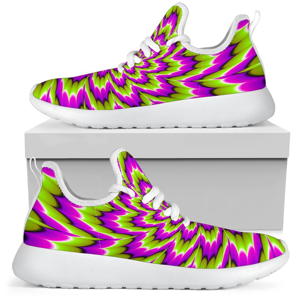 Green Explosion Moving Optical Illusion Mesh Knit Shoes GearFrost
