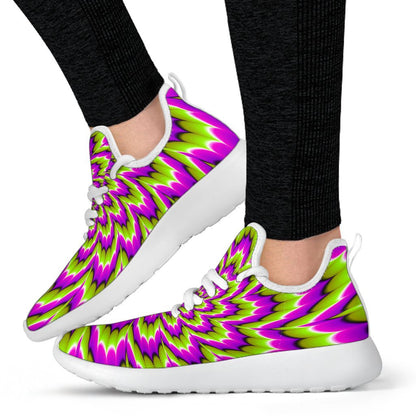 Green Explosion Moving Optical Illusion Mesh Knit Shoes GearFrost