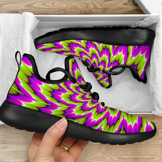 Green Explosion Moving Optical Illusion Mesh Knit Shoes GearFrost