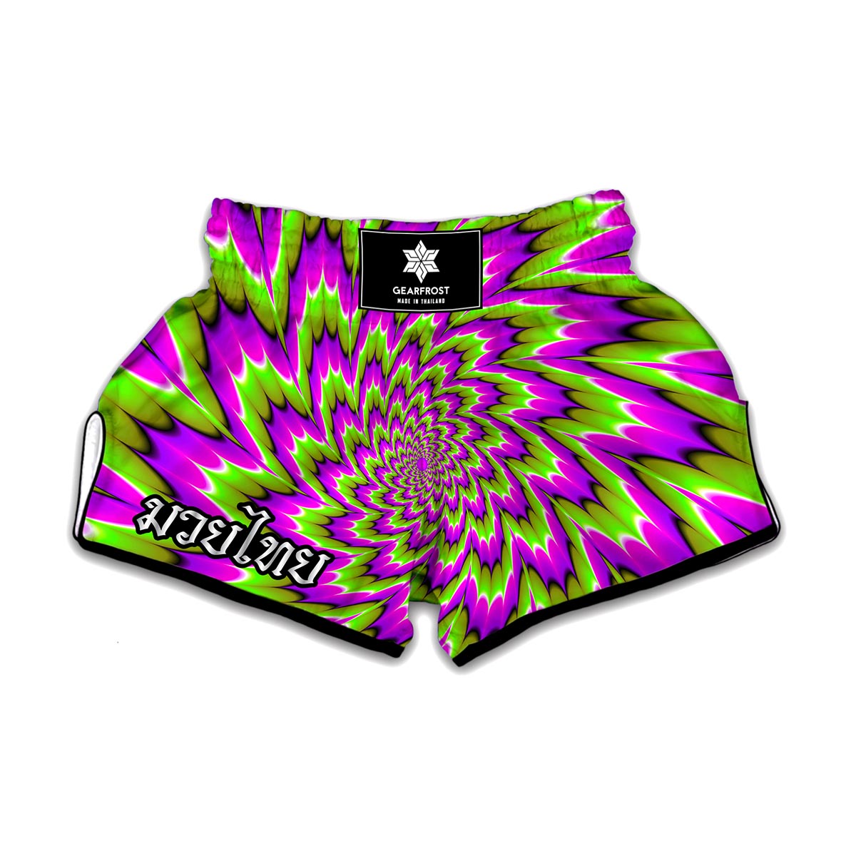 Green Explosion Moving Optical Illusion Muay Thai Boxing Shorts