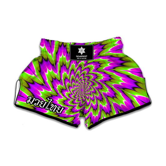 Green Explosion Moving Optical Illusion Muay Thai Boxing Shorts