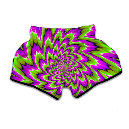Green Explosion Moving Optical Illusion Muay Thai Boxing Shorts
