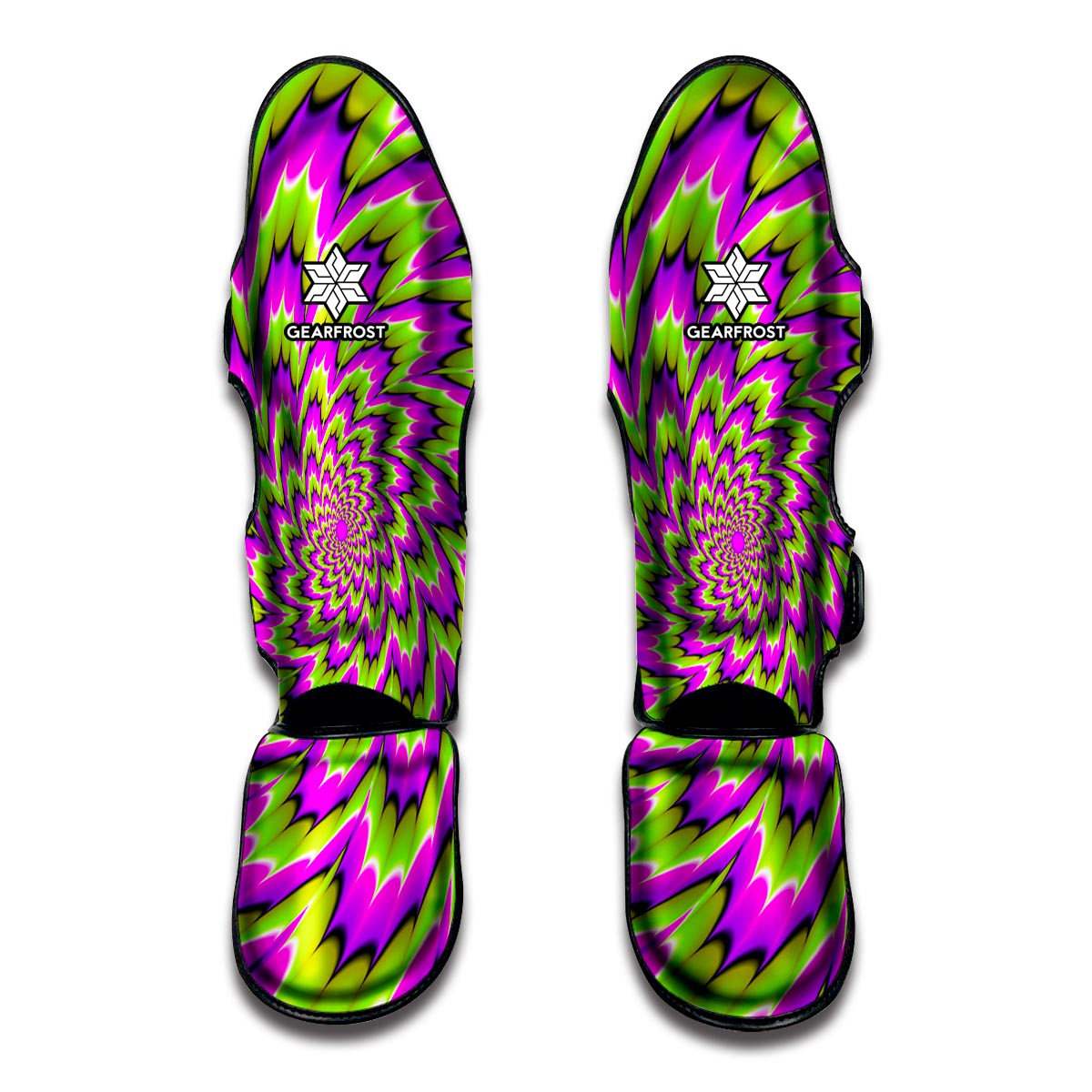 Green Explosion Moving Optical Illusion Muay Thai Shin Guard