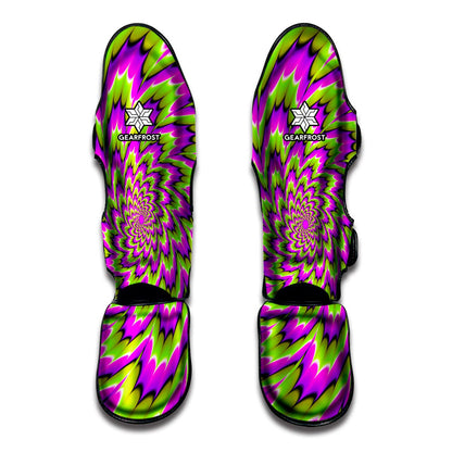 Green Explosion Moving Optical Illusion Muay Thai Shin Guard