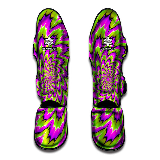 Green Explosion Moving Optical Illusion Muay Thai Shin Guard