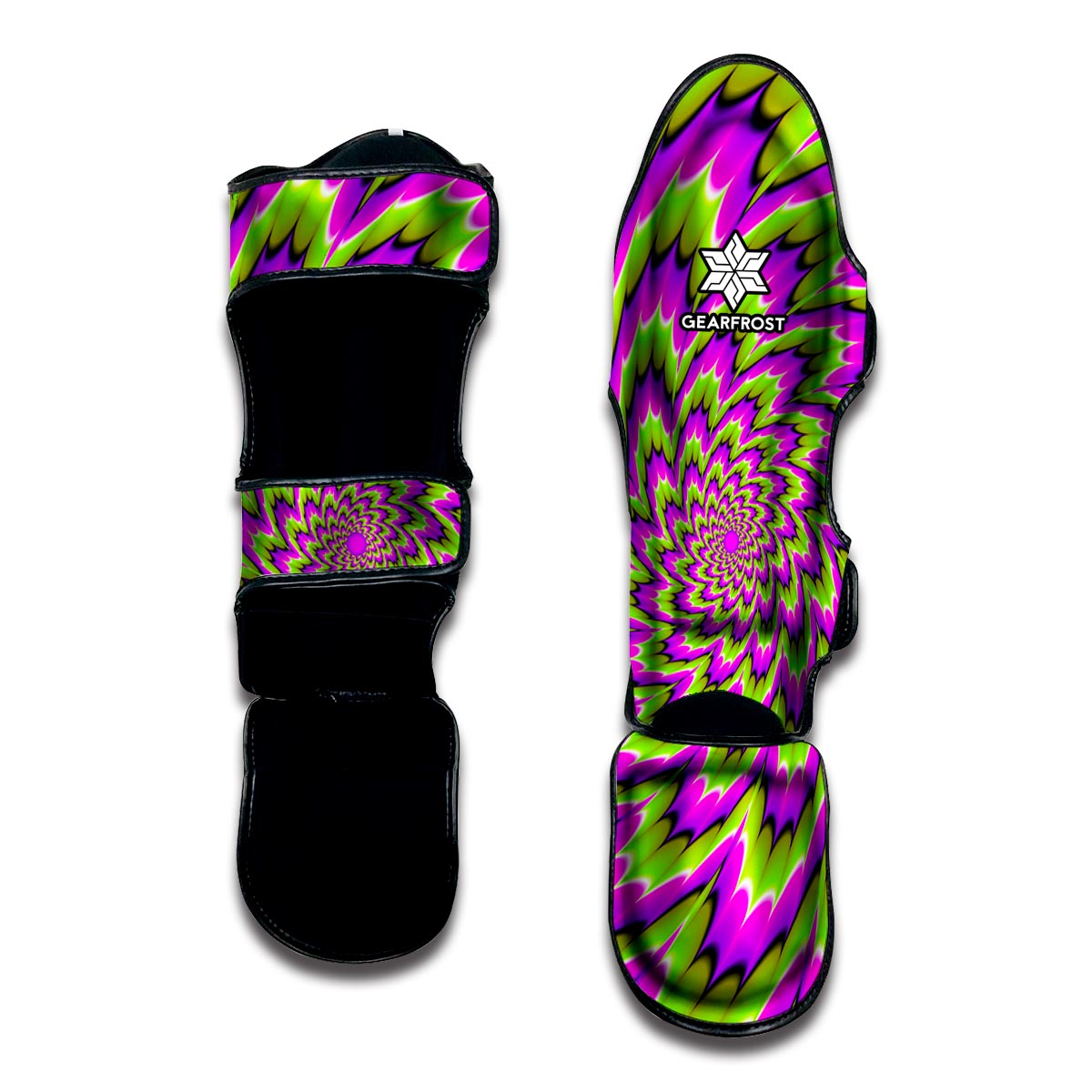 Green Explosion Moving Optical Illusion Muay Thai Shin Guard