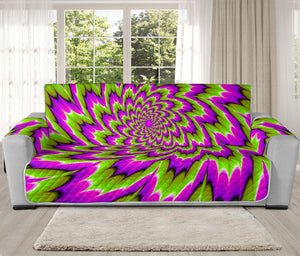 Green Explosion Moving Optical Illusion Oversized Sofa Protector