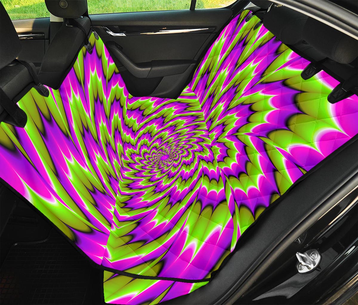 Green Explosion Moving Optical Illusion Pet Car Back Seat Cover