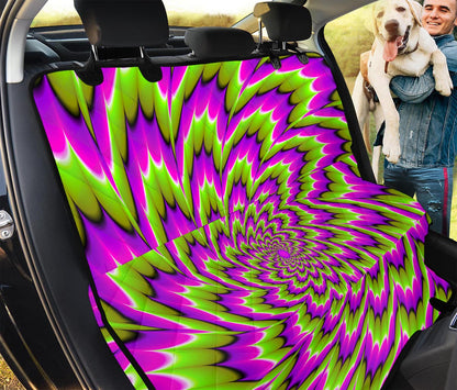 Green Explosion Moving Optical Illusion Pet Car Back Seat Cover