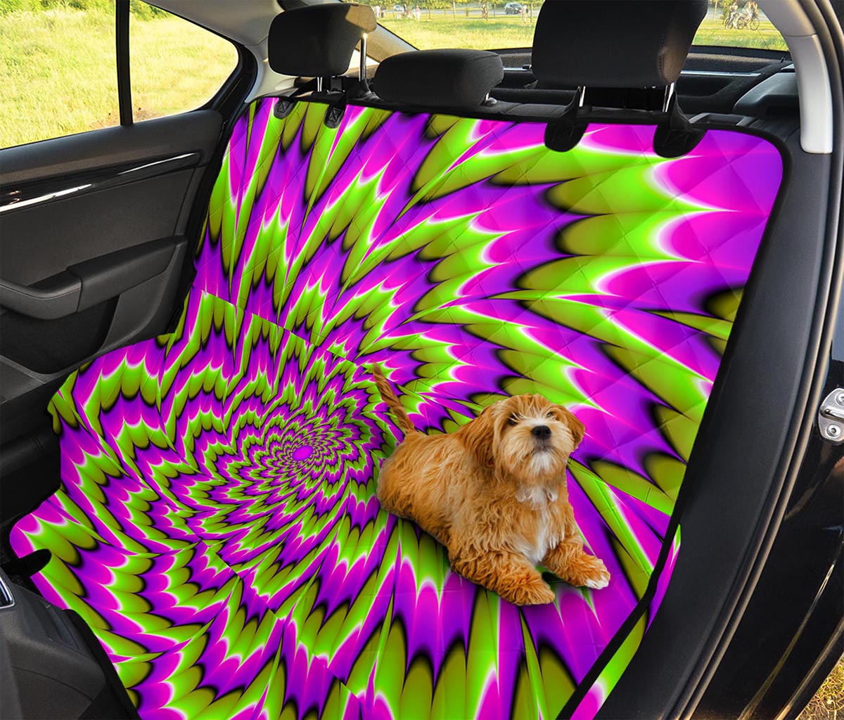 Green Explosion Moving Optical Illusion Pet Car Back Seat Cover