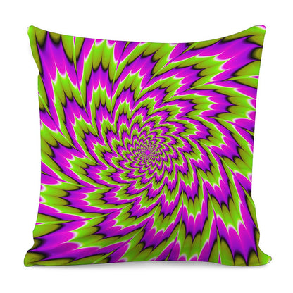 Green Explosion Moving Optical Illusion Pillow Cover
