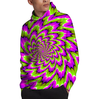 Green Explosion Moving Optical Illusion Pullover Hoodie