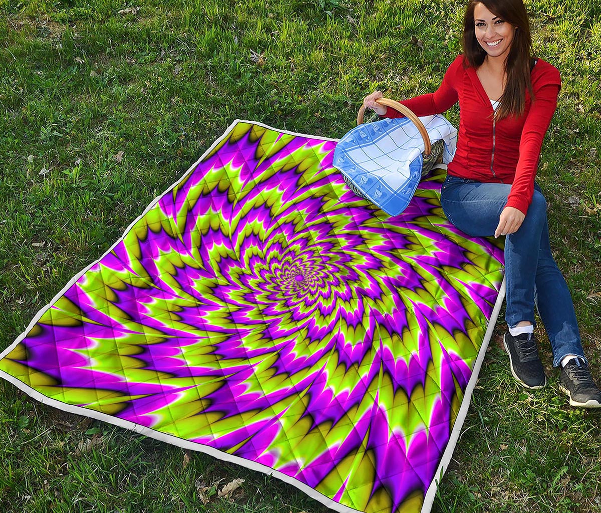 Green Explosion Moving Optical Illusion Quilt