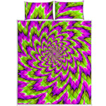 Green Explosion Moving Optical Illusion Quilt Bed Set