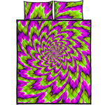 Green Explosion Moving Optical Illusion Quilt Bed Set