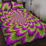 Green Explosion Moving Optical Illusion Quilt Bed Set