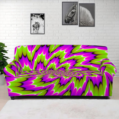 Green Explosion Moving Optical Illusion Sofa Cover