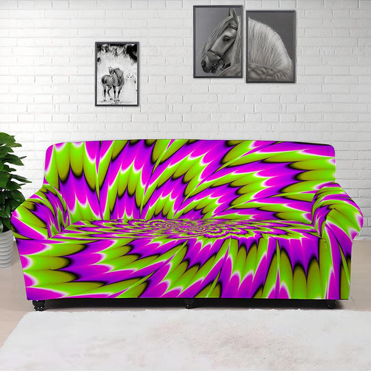 Green Explosion Moving Optical Illusion Sofa Cover