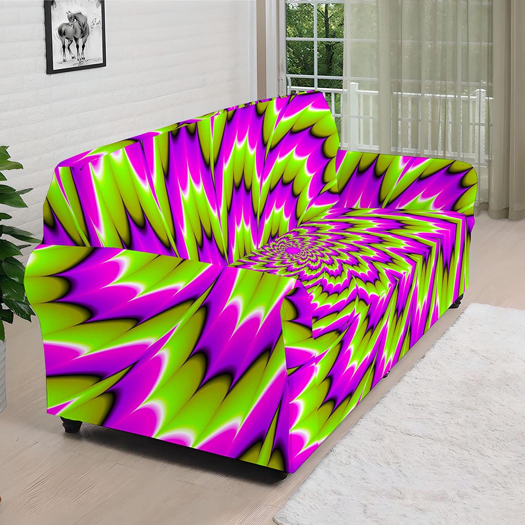 Green Explosion Moving Optical Illusion Sofa Cover