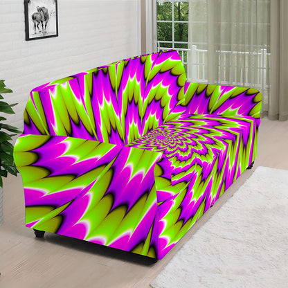Green Explosion Moving Optical Illusion Sofa Cover