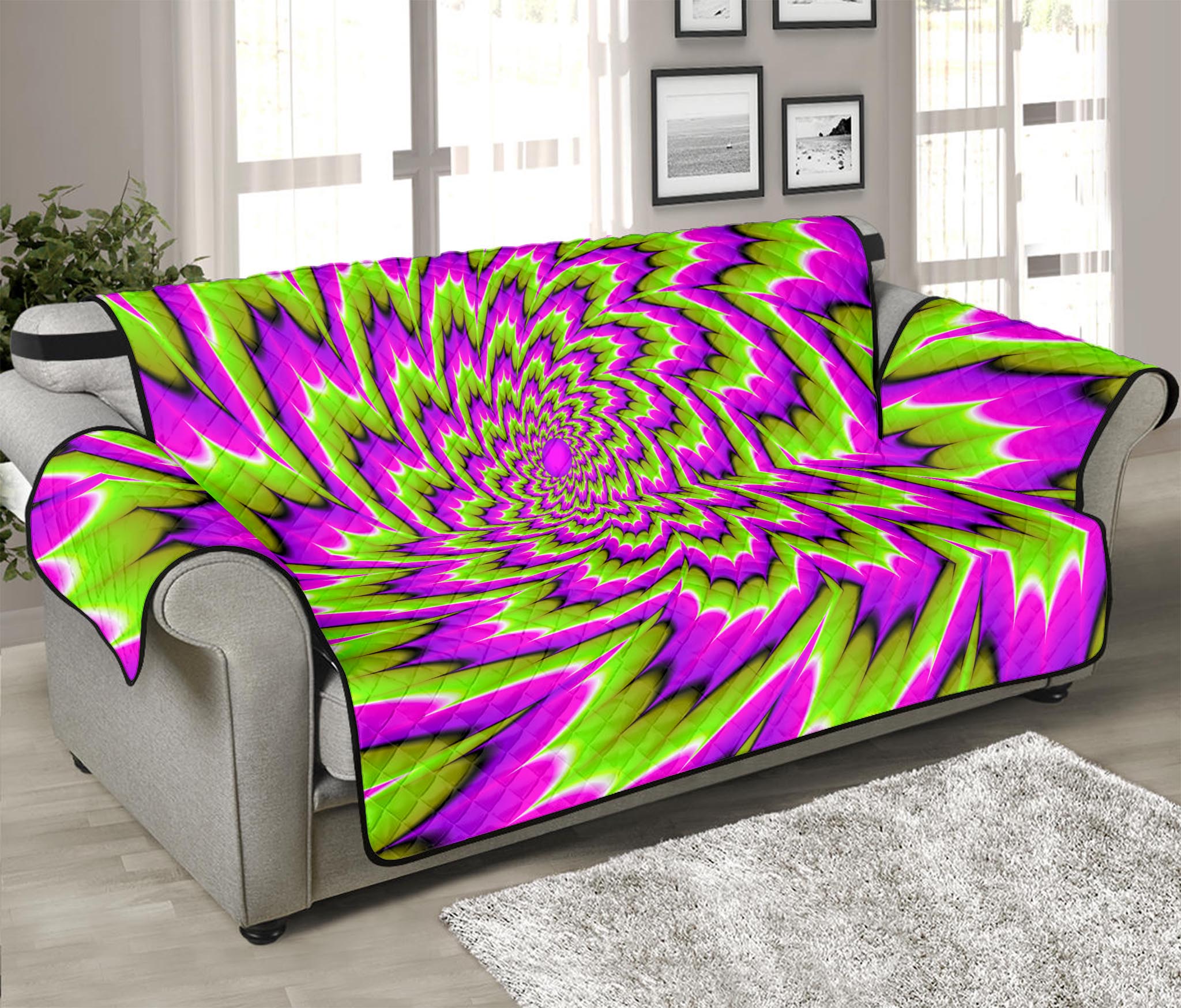 Green Explosion Moving Optical Illusion Sofa Protector