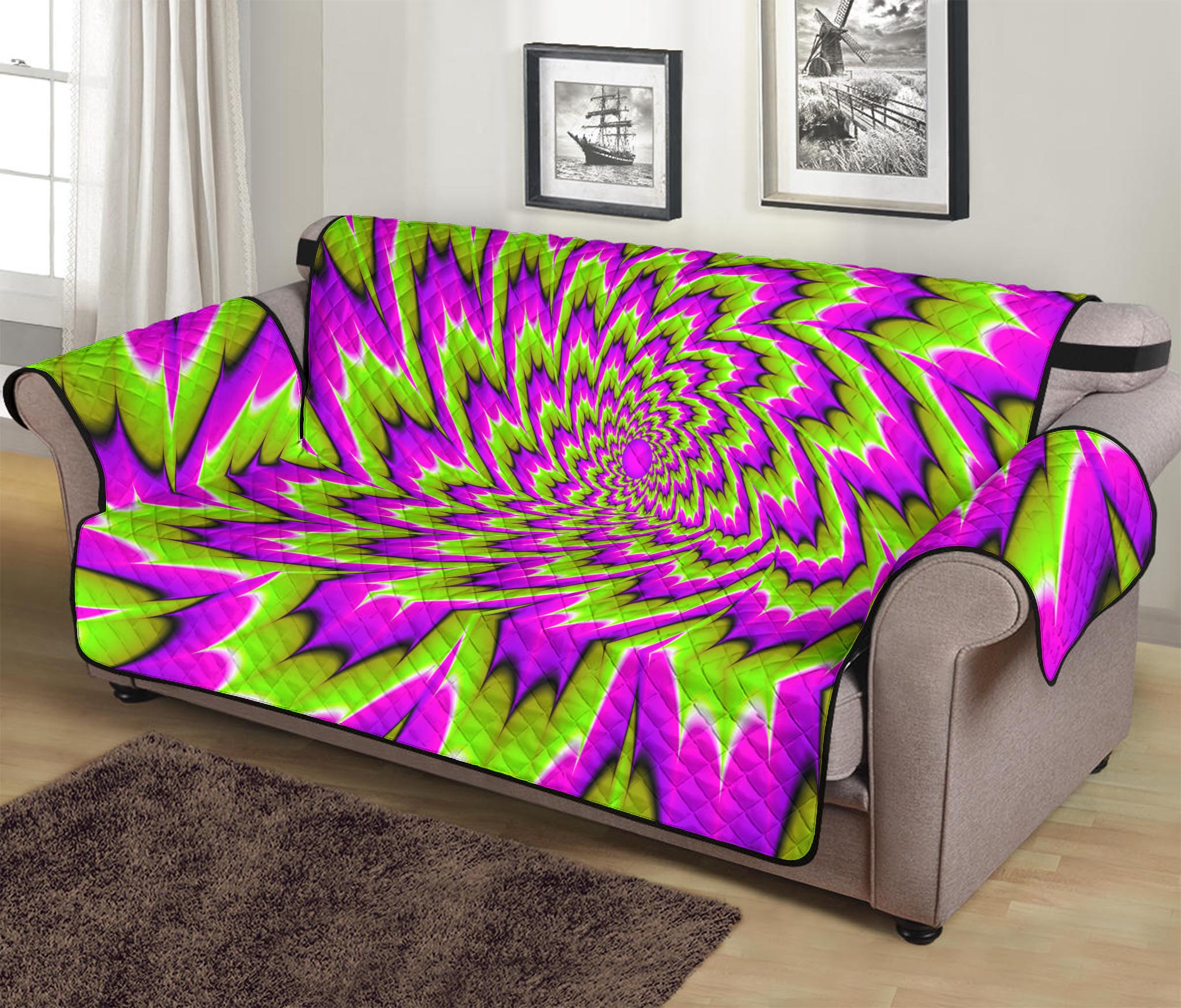 Green Explosion Moving Optical Illusion Sofa Protector