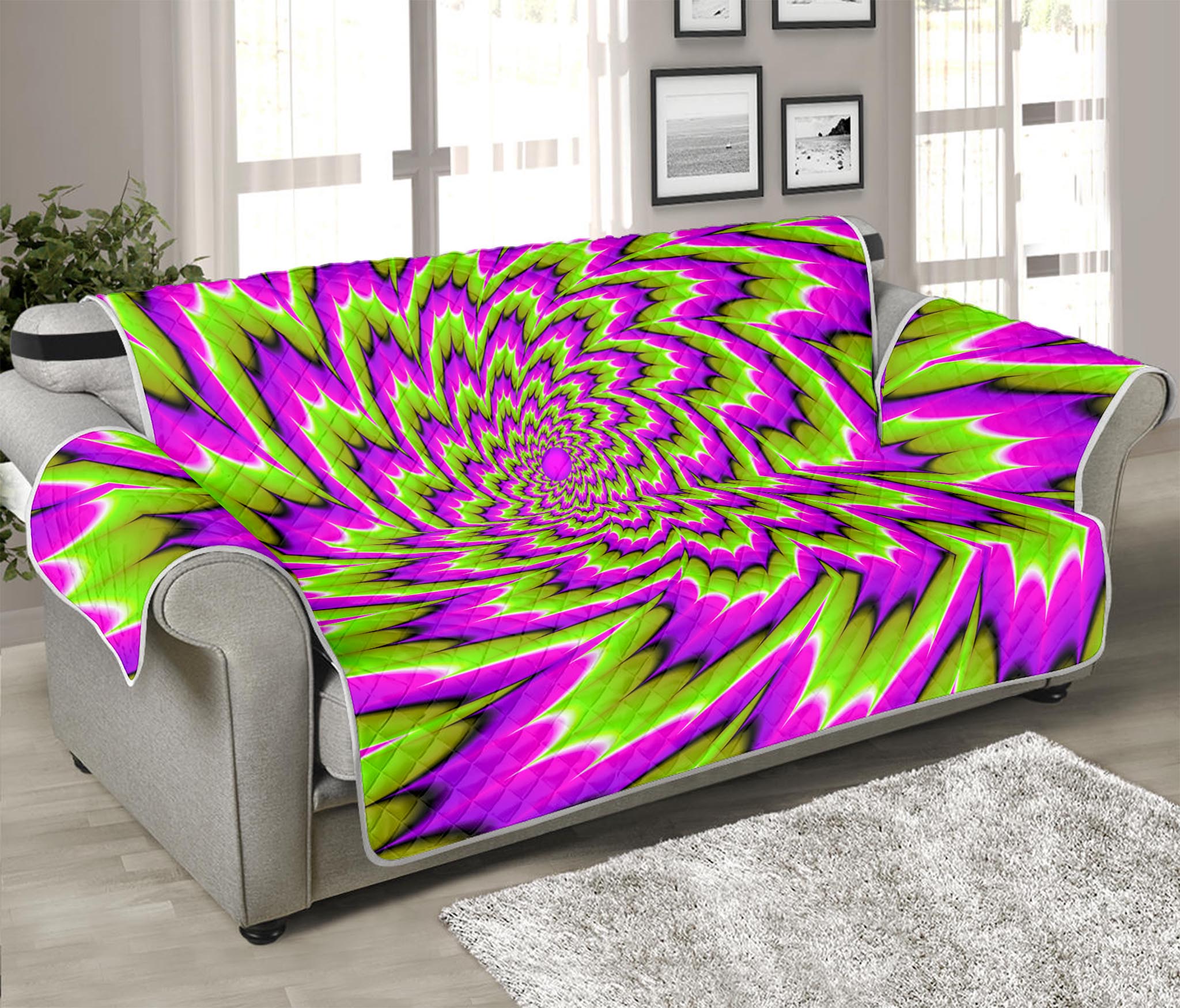 Green Explosion Moving Optical Illusion Sofa Protector