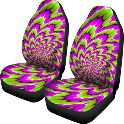 Green Explosion Moving Optical Illusion Universal Fit Car Seat Covers