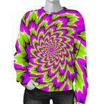 Green Explosion Moving Optical Illusion Women's Crewneck Sweatshirt GearFrost