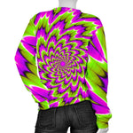 Green Explosion Moving Optical Illusion Women's Crewneck Sweatshirt GearFrost