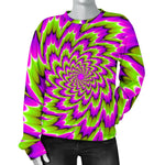 Green Explosion Moving Optical Illusion Women's Crewneck Sweatshirt GearFrost