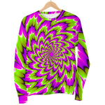 Green Explosion Moving Optical Illusion Women's Crewneck Sweatshirt GearFrost