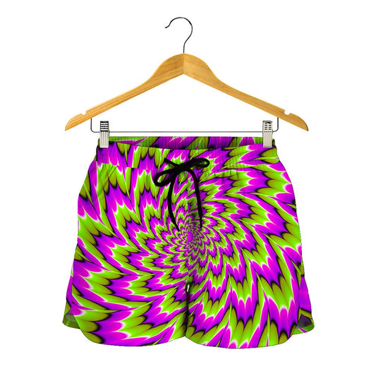 Green Explosion Moving Optical Illusion Women's Shorts