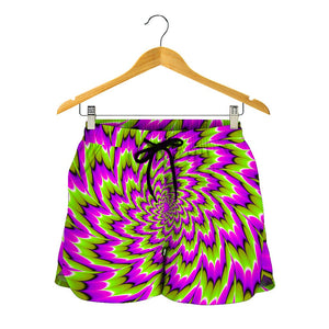 Green Explosion Moving Optical Illusion Women's Shorts