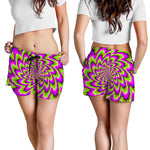 Green Explosion Moving Optical Illusion Women's Shorts