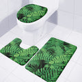 Green Fern Leaf Print 3 Piece Bath Mat Set