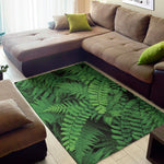 Green Fern Leaf Print Area Rug
